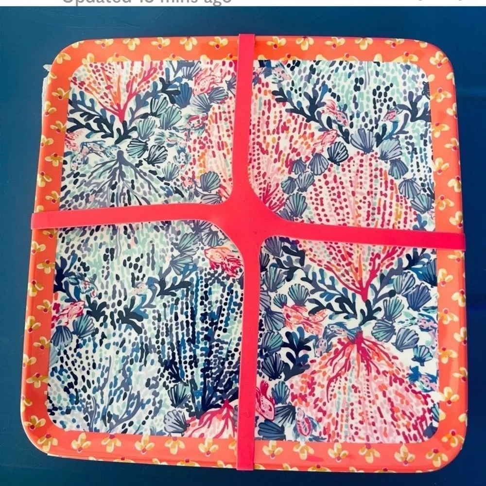 NEW NIB Lilly Pulitzer Sway with Me Set of 4 Engineered Melamine Plates - Picture 6 of 7
